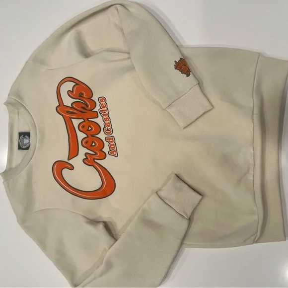 Crooks & Castles Cream Logo Crewneck Sweatshirt (S) Streetwear Graphic Pullover - Picture 1 of 6